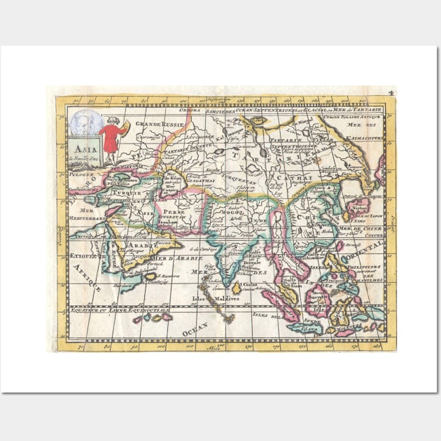 Vintage Map of Asia (1706) Wall Art by Bravuramedia